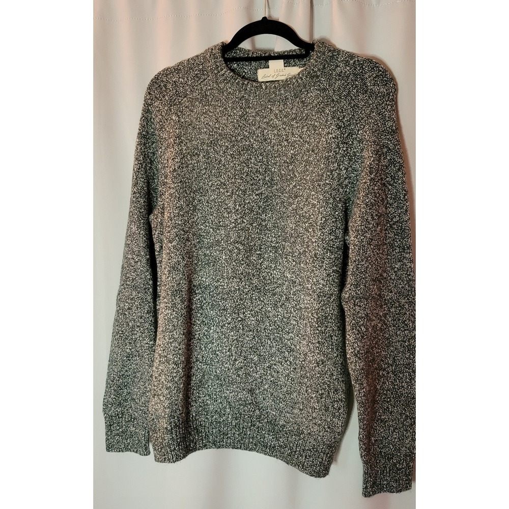 H&M LOGG Mens Large Marled Knit Crewneck Sweater Mohair Wool Blend L Black White
